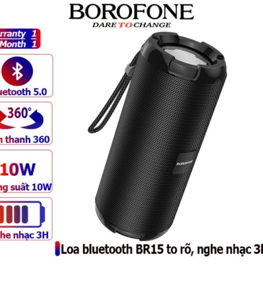 Loa bluetooth Borofone BR15, âm thanh to rõ sống động, kết nối blueooth V5.0, chống nước IPX5